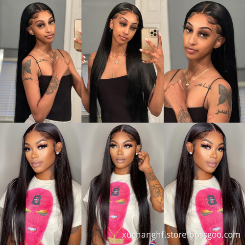 Pre Pluck Brazilian Virgin Cuticle Aligned double drawn Body straight wave 360 frontal Lace front human hair wigs